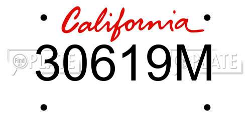 30619M California License Plate