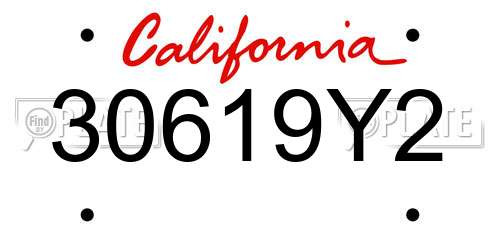 30619Y2 California License Plate