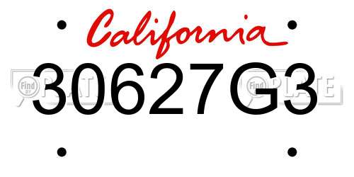 30627G3 California License Plate