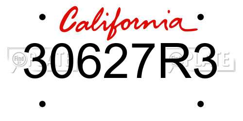 30627R3 California License Plate
