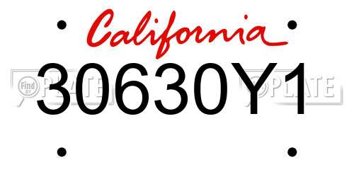 30630Y1 California License Plate
