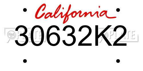 30632K2 California License Plate