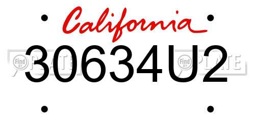 30634U2 California License Plate