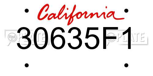 30635F1 California License Plate