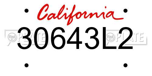 30643L2 California License Plate