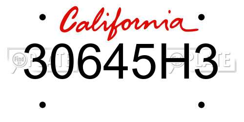 30645H3 California License Plate