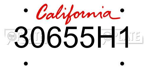 30655H1 California License Plate