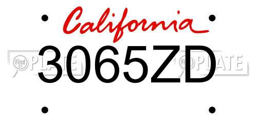 3065ZD California License Plate