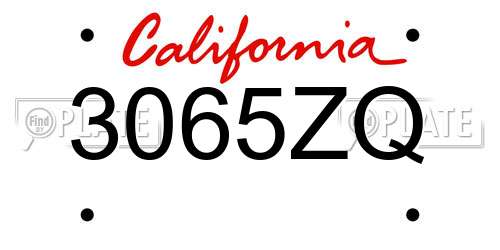 3065ZQ California License Plate