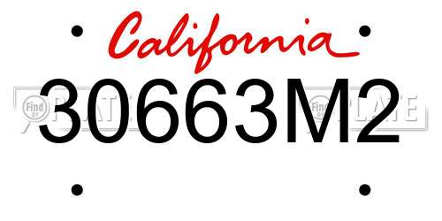 30663M2 California License Plate