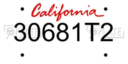 30681T2 California License Plate