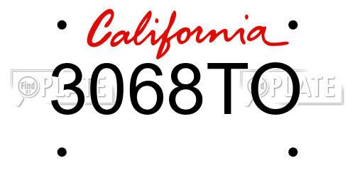 3068TO California License Plate
