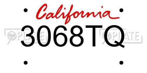 3068TQ California License Plate