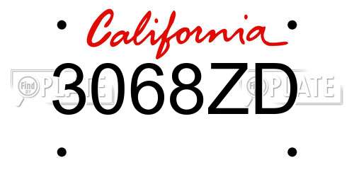 3068ZD California License Plate