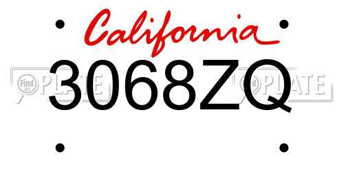 3068ZQ California License Plate