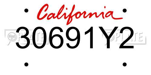 30691Y2 California License Plate