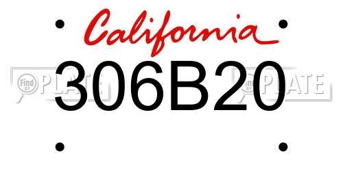 306B20 California License Plate