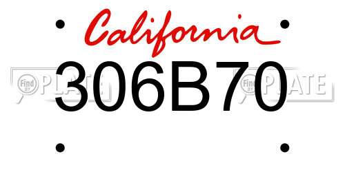 306B70 California License Plate