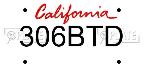 306BTD California License Plate