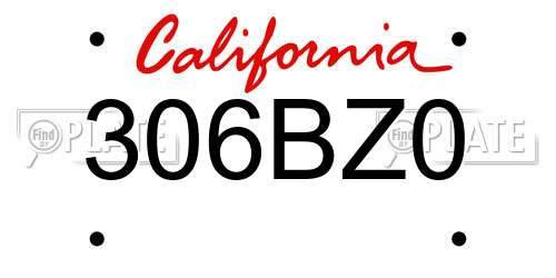 306BZ0 California License Plate