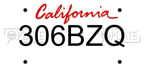 306BZQ California License Plate