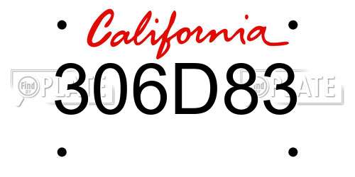 306D83 California License Plate