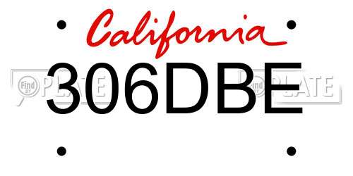 306DBE California License Plate
