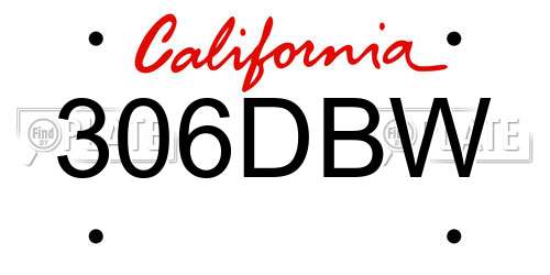 306DBW California License Plate