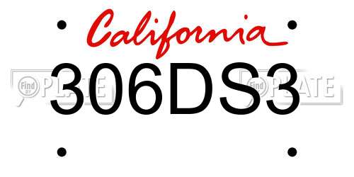 306DS3 California License Plate
