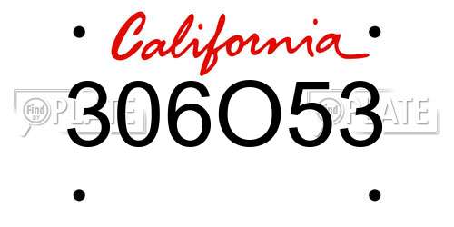 306O53 California License Plate