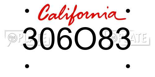306O83 California License Plate