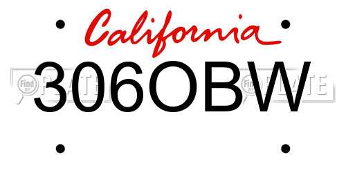 306OBW California License Plate