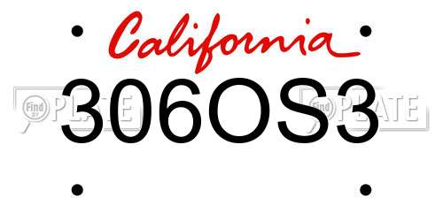 306OS3 California License Plate