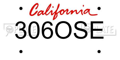 306OSE California License Plate