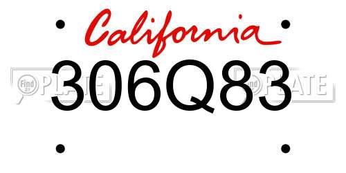 306Q83 California License Plate