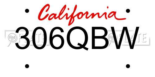 306QBW California License Plate