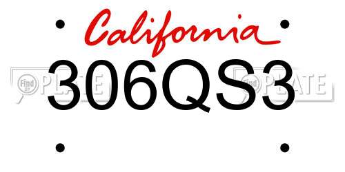 306QS3 California License Plate
