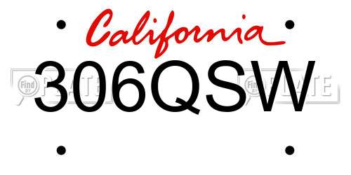 306QSW California License Plate