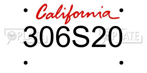 306S20 California License Plate