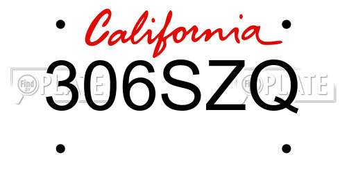306SZQ California License Plate