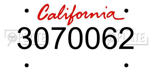 3070062 California License Plate