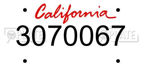 3070067 California License Plate