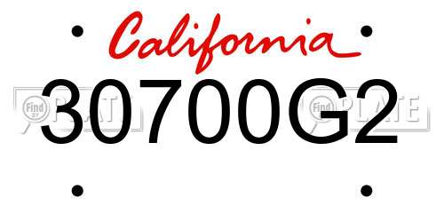 30700G2 California License Plate
