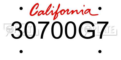 30700G7 California License Plate