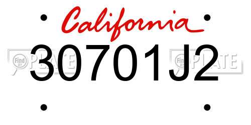 30701J2 California License Plate