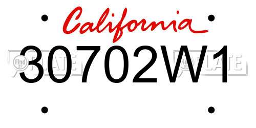 30702W1 California License Plate
