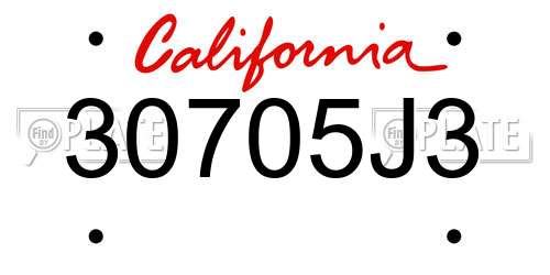 30705J3 California License Plate