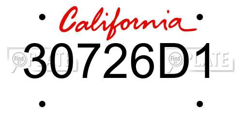 30726D1 California License Plate