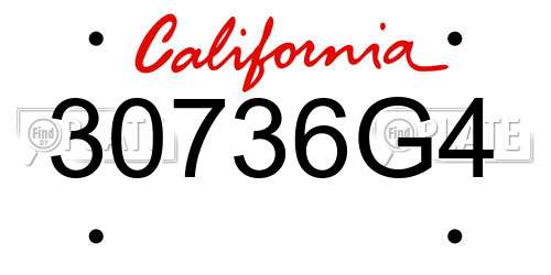 30736G4 California License Plate