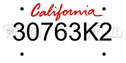 30763K2 California License Plate
